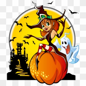 Halloween Material Tree Vector Witch The Clipart - Marcos Para Fotos De Halloween Photoshop, HD Png Download - halloween tree png