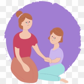 Girl Sitting Down Looking Sad With Mum Who Is Also - Sad Kids Animation Transparent, HD Png Download - people looking down png