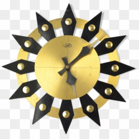Mechanical Wall Clock Upg Halle, Germany 60s Gold Hollywood - Clock, HD Png Download - gold clock png