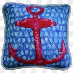 Nautical Cottage Red Anchor Pillows, HD Png Download - blue anchor png