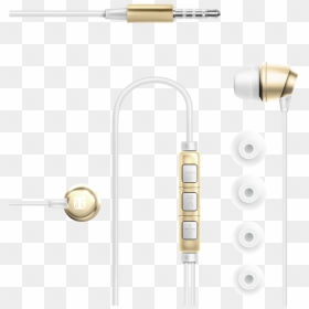 Pro Earphones With In Line Microphone And Remote Control - Headphones, HD Png Download - gold microphone png
