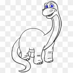 How To Draw Dinosaur - Long Neck Dinosaur Drawing, HD Png Download - dinosaur cartoon png