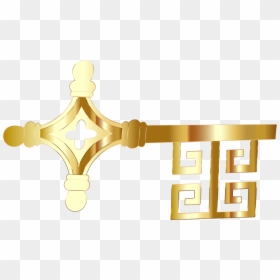 Brass,metal,symbol - Cross, HD Png Download - gold key png