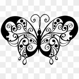 Flourish Butterfly Silhouette Clip Arts - Butterfly Mandala Png, Transparent Png - white butterfly png
