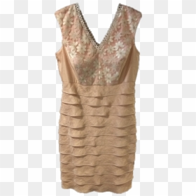Gold Short Dress With Leaves And Lace - Cocktail Dress, HD Png Download - gold lace png