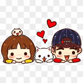 Sweet Cute Couple Cartoon , Png Download - 情侶 Q 版 人物, Transparent Png - couple emoji png