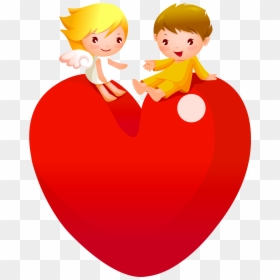 Red Heart With Angels Png Lady A - New Whatsapp Dp Hd, Transparent Png - couple emoji png