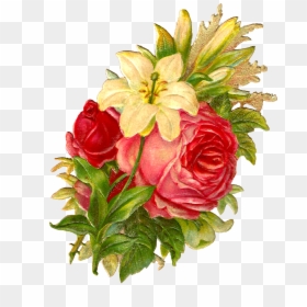 Free Digital Flower Bouquet Images Of Red And Pink - Garden Roses, HD Png Download - flower garden png