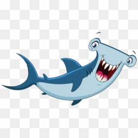 Hammerhead Shark Cartoon Clip Art - Hammerhead Shark Cartoon, HD Png Download - cartoon shark png