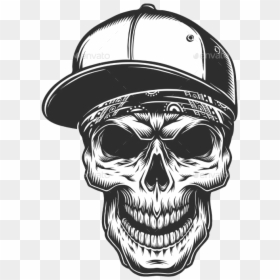 Transparent Gangster Clipart - Skull With Cap Tattoo, HD Png Download - gangsta hat png