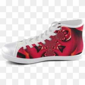 Red Fire Flower Mandal 1 Women"s High Top Canvas Shoes, HD Png Download - fire flower png