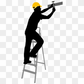 Construction Worker Silhouette Architectural Engineering - Construction Workers Silhouette Png, Transparent Png - nail in wall png