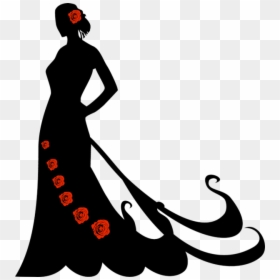 Silhouette Flamenco Dancer Portrait - Silhouette Of Flamenco Dancer With Fan, HD Png Download - red dress png