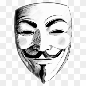 Guy Fawkes Mask Png -picture Transparent Stock Anonymous - Anonymous Mask Drawing, Png Download - black mask png