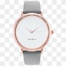 Gray - Women's Watch Grey Leather Band, HD Png Download - scalloped circle png