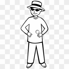 Spy Kid Outline 1 Clip Arts - Wearing Sunglasses Clipart Black And White, HD Png Download - kid standing png