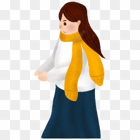 Painted Girl Fashion Scarf Png And Psd - Girl, Transparent Png - winter scarf png