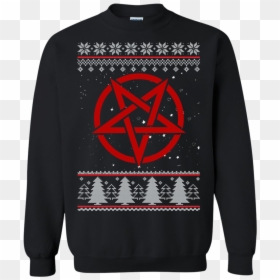 Satanic Christmas Sweater, Hoodie, Long Sleeve - Christmas Sweater 2019, HD Png Download - satanic cross png