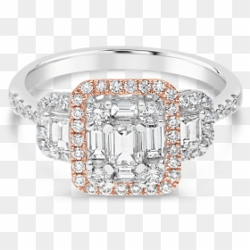 Propose Tonight 14k White And Rose Gold Emerald Diamond - Engagement Ring, HD Png Download - silver wedding rings png