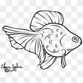 Goldfish Fish Outline Drawings , Png Download - Gold Fish Line Art, Transparent Png - fish outline png