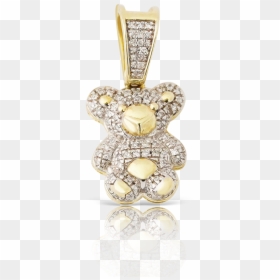 10k Yellow Gold Teddy Bear Pendant - Pendant, HD Png Download - diamond chain png