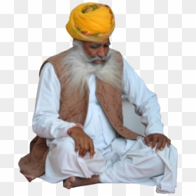 Indian Old Man Sitting, HD Png Download - muslim turban png