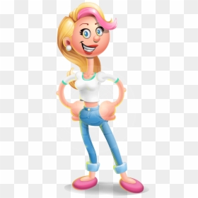 Cute Blonde Girl In Jeans Cartoon Vector 3d Character - Blonde Woman Cartoon Vector, HD Png Download - blonde girl png