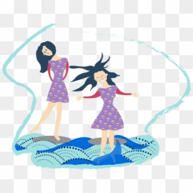 Teen Girl Being Risky As She Jumps Into Waves - Clip Art, HD Png Download - teenage girl png