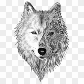 Tattoo Artist Gray Wolf Sleeve Tattoo Tattoo Ink - Dessin Tete De Loup, HD Png Download - wolf tattoo png