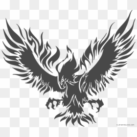 Flaming Eagle Animal Free Black White Clipart Images, HD Png Download - flaming basketball png
