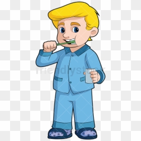 Brushing Teeth Clipart Cartoon Child - Boy Brushing His Teeth Clipart, HD Png Download - children clipart png