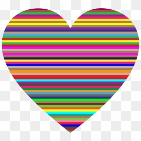 Colorful Horizontal Striped Heart Clip Arts - Striped Heart Clip Art, HD Png Download - heart png image