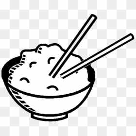 Rice Clipart Black And White - Bowl Of Rice Clip Art, HD Png Download - bowl of rice png