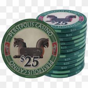 Persepolis Casino Green $25 Ceramic Poker Chip - Stallion, HD Png Download - casino chips png