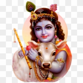 Krishna With Cow Hd, HD Png Download - saraswati png