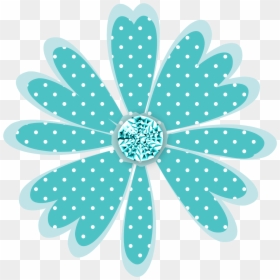 Polka Dot Daisy Turq B - Clipart Line Borders Flower, HD Png Download - polka dot background png