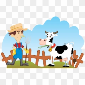 Transparent Ranch Clipart - Farmer And Cow Clipart, HD Png Download - farm animals png