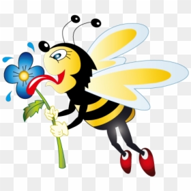 Bee Transparent Background - Carton Flower And Bee, HD Png Download - cartoon bee png
