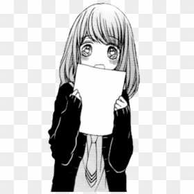 #shy #anime #girl #sad #cute #glitch #blackandwhite - Anime Black And White, HD Png Download - sad anime girl png