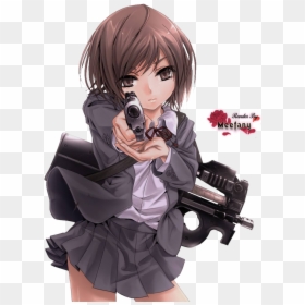 Sad Anime Girl Gun , Png Download - Anime Girl Holding Gun, Transparent Png - sad anime girl png
