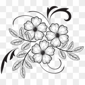 Flowers Drawing Illustrations, Png File - Flower Design For Embroidery, Transparent Png - black and white flowers png