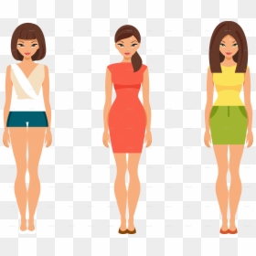 Three Girls In Summer - Girl Dress Cartoon Png, Transparent Png - woman in dress png