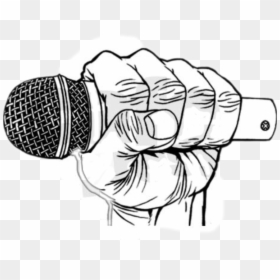 #music #mic #freetoedit - Microphone In Hand Drawing, HD Png Download - microphones png