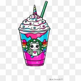Transparent Unicorn Frappuccino Png - Cute Kawaii Unicorn Drawing, Png Download - cute food png