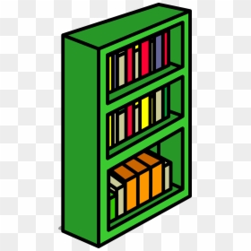 Green Bookcase Sprite - Clipart Image Of Bookshelf, HD Png Download - bookcase png