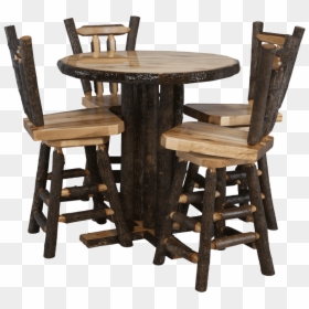 Hickory Log Pub Table And V-back Bar Stools - Chair, HD Png Download - bar table png