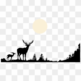 Deer Wildlife Clip Art Hand Painted Black - Forest Animals Silhouette Png, Transparent Png - reindeer silhouette png