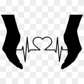 Cupping Hands Heart Ekg Silhouette Clip Arts - Life Line With Heart, HD Png Download - heart hands png