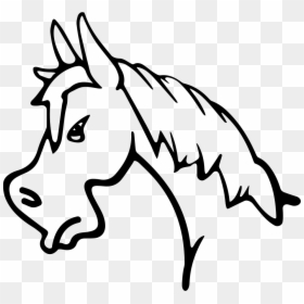 Angry Horse Face Side View Outline - Farm Animals Clipart Black And White, HD Png Download - horse face png