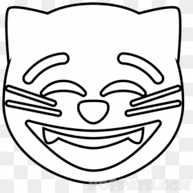 Transparent Heart Eyes Emoji Png - Emoji Drawings Black And White Cat, Png Download - sleepy emoji png